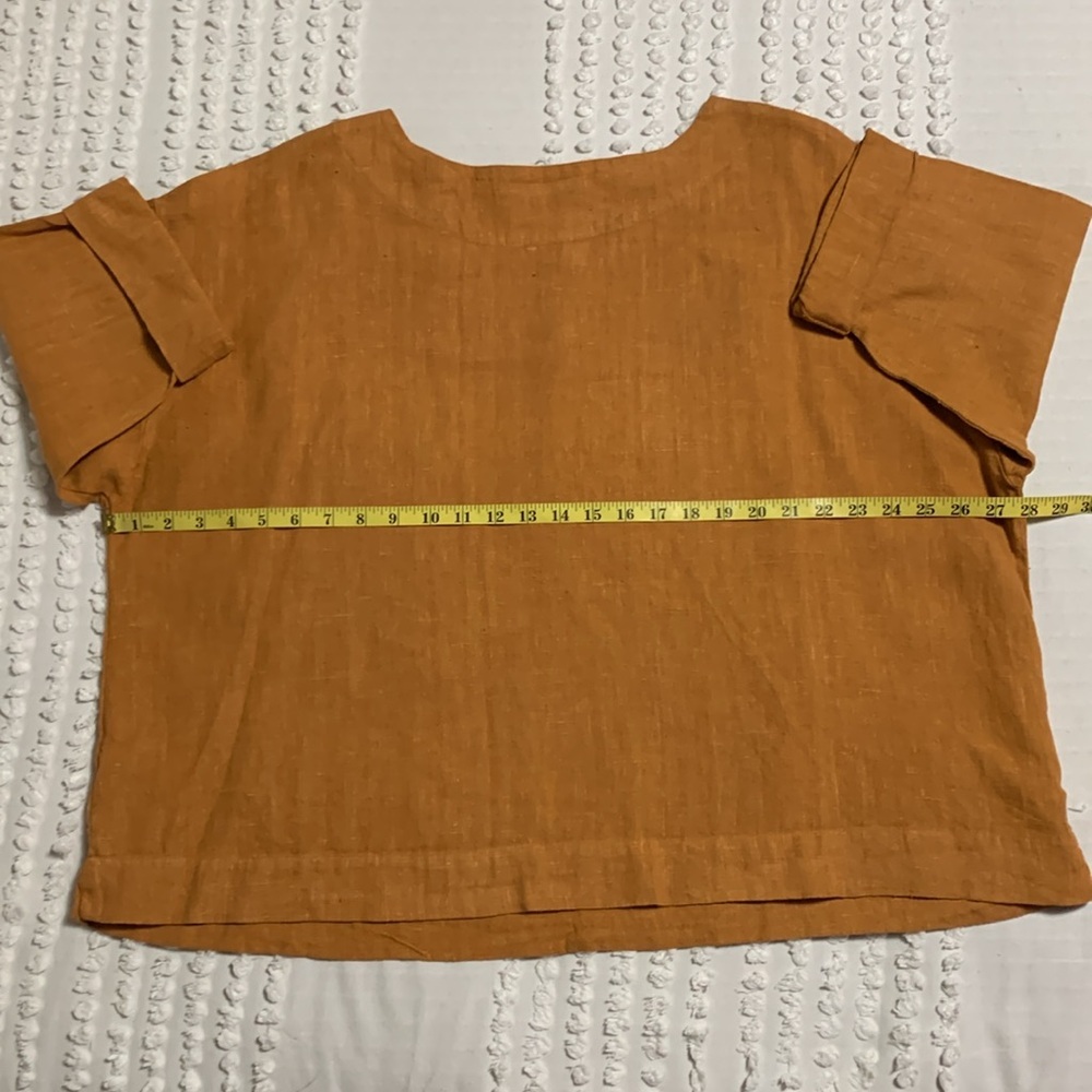 bryn Walker Women’s Pullover Boxy Oversized Flax Linen Terracotta Top Medium - Picture 13 of 15